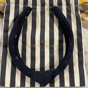 Lele Sadoughi Jet Black Tie-Dye Cotton Slim Headband